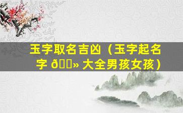 玉字取名吉凶（玉字起名字 🌻 大全男孩女孩）